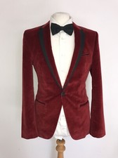 HUGO BOSS -Mens RED VELVET TUXEDO JACKET - 38 Reg - GORGEOUS Evening Jacket