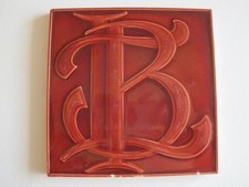 ANTIQUE 6" SQ.  PILKINGTONS BURGUNDY  TLB (TOOTALL, BROADHURST, LEE) TILE C1900