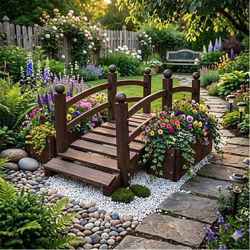 Wooden planter bridge garden - wooden,