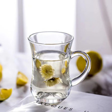 Turkish Tea Glasses Cups Set of 6 with Handle Tea/Coffee Crystal Clear Cup 155ML