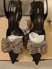 Zara Crystal Bow Mules Shoes