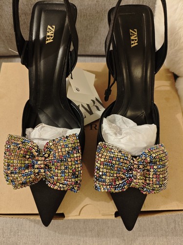 Zara crystal bow mules - crystal, shoes