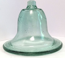 Antique Hand-Blown French Garden Cloche, Heavy Duty Green Glass 8 x 6 inches