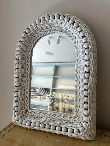 Painted wicker bead mirror - painted,