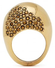 NWT Saint Laurent YSL Crystal Edge Egg Golden Brass Dome Cocktail Ring Sz 7 $995