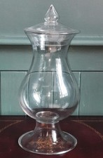 Superb 18th C Apothecary Leech Jar & Cover with Domed & Folded Foot C 1760+