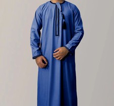Thobes Mens Zip Emirati Omani Islamic Clothing Jubba Robe Muslim Eid Ramadan uk