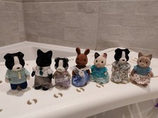 Sylvanian Families Figures Bundle 7 Animals Dogs Cats Rabbit Vintage Collectible