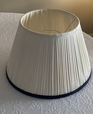 Rosanna Lonsdale Ivory Silk Pleated Lampshade 14” Diameter With Navy Base Strip