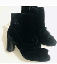 Zara TRF Bootie Women  9  Black Velvet Boots