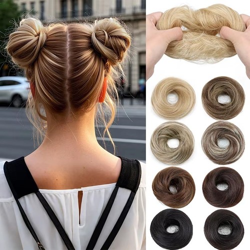 Curly messy hair bun piece - curly,