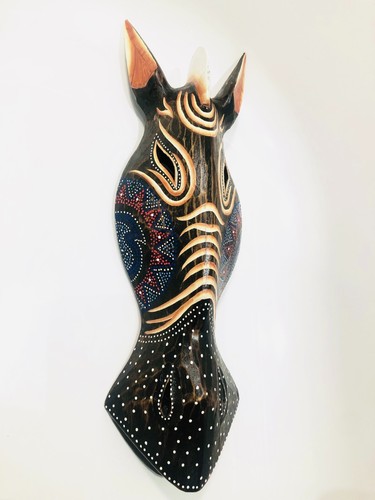 Wooden zebra mask - wooden, 50cm