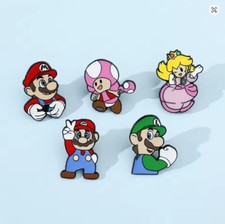 Set of 5 x Super Mario Pin Badges - 10% Discount Available