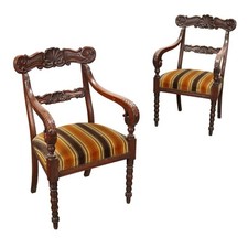 Antique Armchairs Regency Style Second Quarter '800 Wood