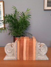 Stone Effect Aged White Column Bookends - The Vintage Garden Room 17 x 12 x 12cm