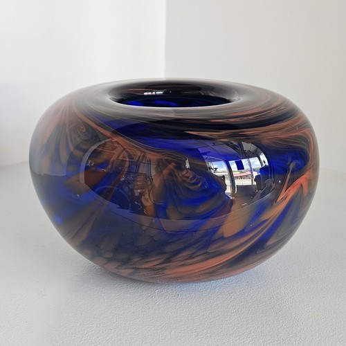 1993 signed hand blown cobalt - signed,