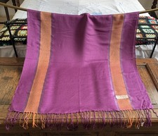 Beautiful Original Pashmina Scarf Wrap Shawl Purple/Orange Stripe W:71cm L:180cm