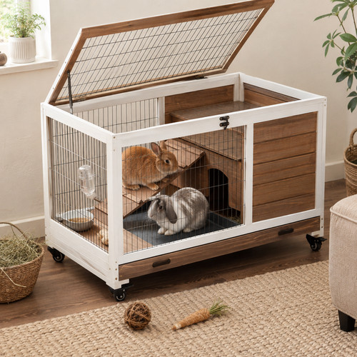 Wooden rabbit hutch - hutch, tier