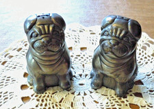PUG/FRENCHIE DOG SALT & PEPPER SHAKERS  Collectible Silver-Plated by GODINGER
