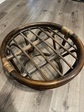 Vintage Boho Chic Bentwood Bamboo Rattan Ottoman Footstool Mid Century P39