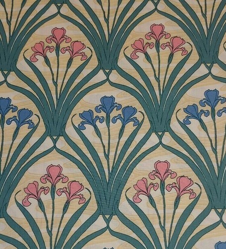 Irises art nouveau fabric - art,