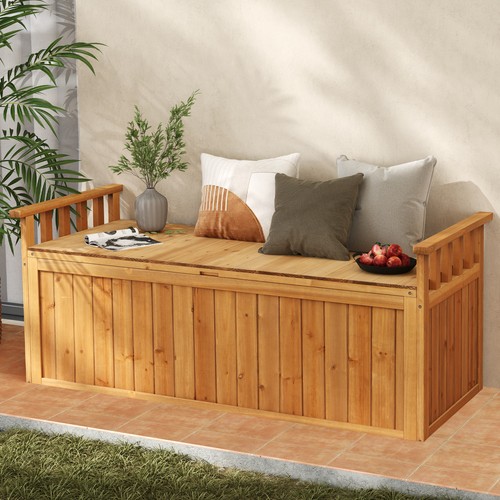 Outdoor wood storage bench - outdoor,
