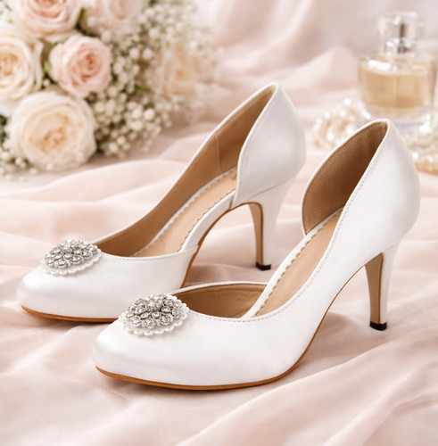 Woman satin bridal shoe - satin, 4"