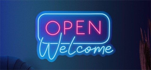 Neon light sign board open - neon,