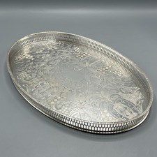 Viners Vintage Silver Plated Gallery Tray Drinks Cocktail Tea Oval English