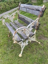 Stunning Grapevine Cast Iron Antique Garden Bench Single Seater Seat Weathered