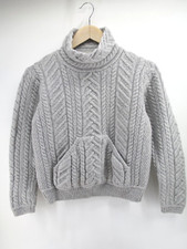 Aran Mor Ireland Womens Size M Merino Wool Chunky Knit Sweater Fisherman Gray
