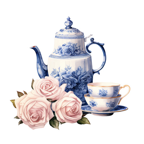 Delft blue tea set tile - tea,