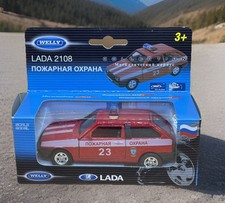 LADA 2108 Fire Security Car Welly 1:35 Russian Diecast Model Boxed Vintage