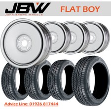8"x18" JBW FLAT BOY SILVER STEEL WHEELS+TYRES TO SUIT VW T4 TRANSPORTER (x4) 