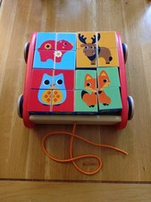 Spire Wooden Trolley With Blocks English And Danish Alphabet, Numbers & Shapes