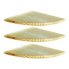 3 X NATURAL WOOD CORNER SHELF