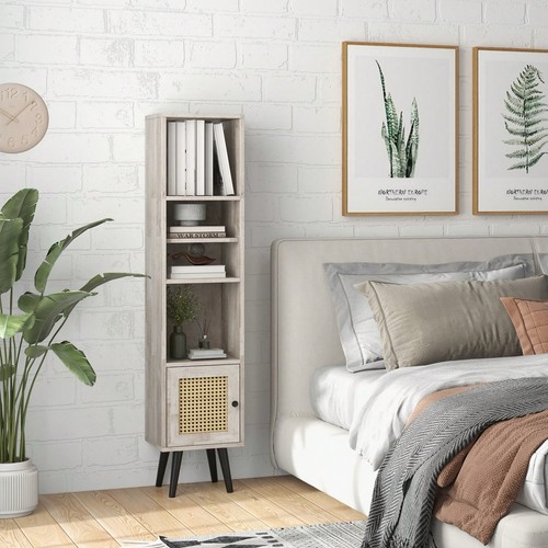 Grey slim tall rattan door - slim,