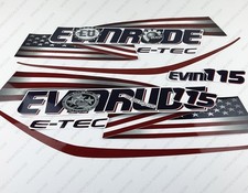 Evinrude 115 hp ETEC 2007-2017 USA Flag White Cowl outboard engine decals set