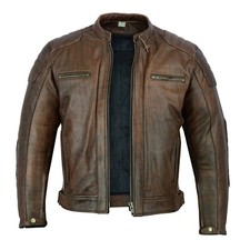 Men's Leather Motorcycle Jacket Iconic Cowhide Motorbike Jacket With Armour