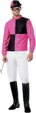 Mens Pink Black Jockey Costume