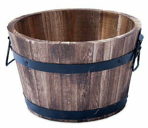 Wooden barrel planter - wooden,