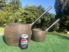 Antique XL Holcroft 10 Quart Aga Cast Iron Saucepan Sauce Pan No 12 & 5 1/2 Big