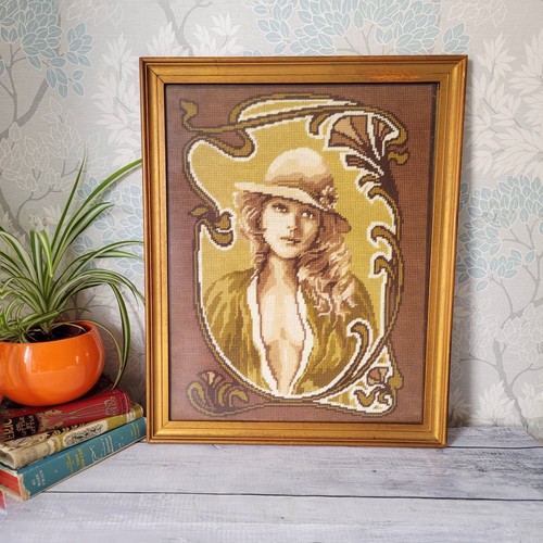 Framed needlepoint wall - framed,
