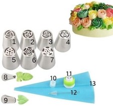 Cake Decorating Kit – 13-Piece Piping Nozzles Set with Icing Tips & Pastry Bag