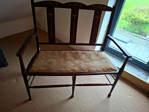 Edwardian mahogany settee - , or