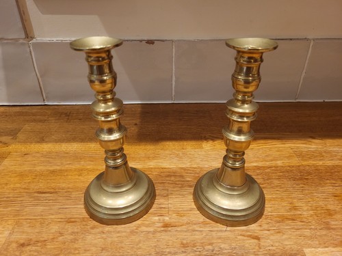 Pair brass candlestick - of,