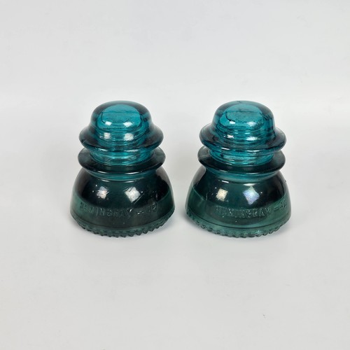 Pair vintage hemingray aqua - pair,