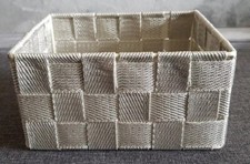 Store Smart Silver Sparkle Mini Woven Fabric Storage Basket (17cm x 13cm x 9cm)