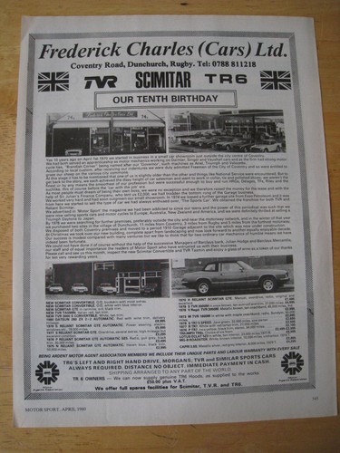 Frederick charles cars ltd tvr - charles,