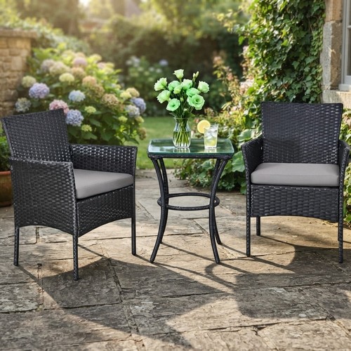 Black rattan bistro set - rattan,